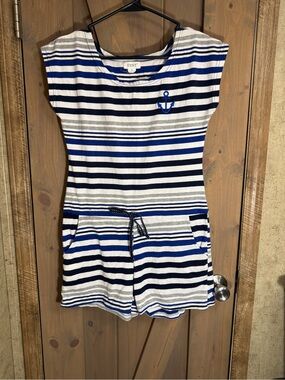 Exist Blue, Navy & White Striped Anchor Romper